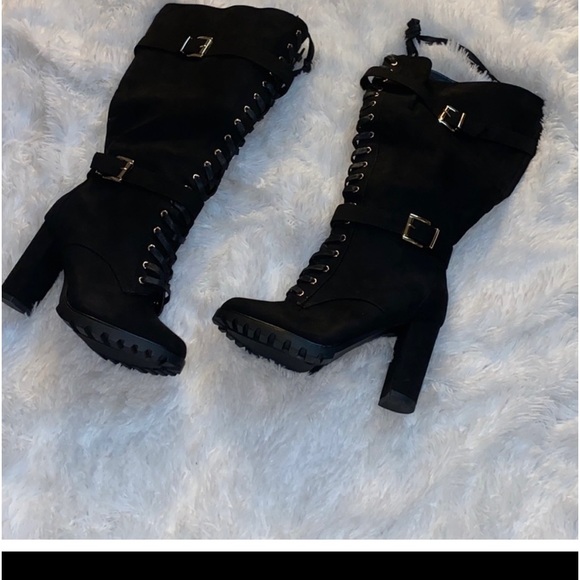😍✨New Rangi Tall Block Heel Boot Caviar Black 9.5 Wide Calf - Picture 1 of 3